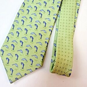 Tommy Hilfiger Tie Dolphin Print 100% Imported Silk Printed in Italy